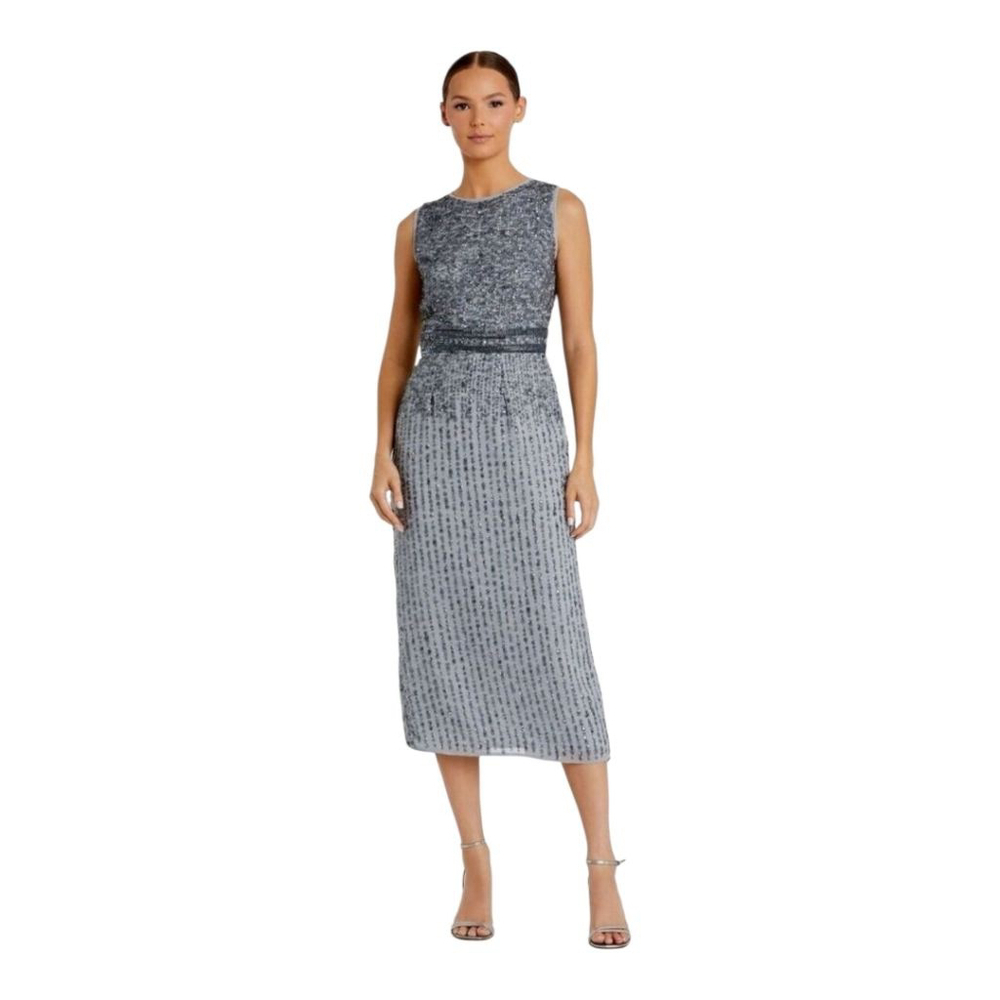 Mac Duggal Sequin Embellished Midi Dress Grey Size 6
